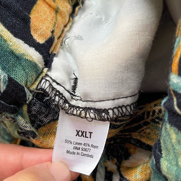 a.n.a Tropical Black Lenin Rayon Blend Elastic Waist Draw String Shorts Sz XXLT - Picture 6 of 11